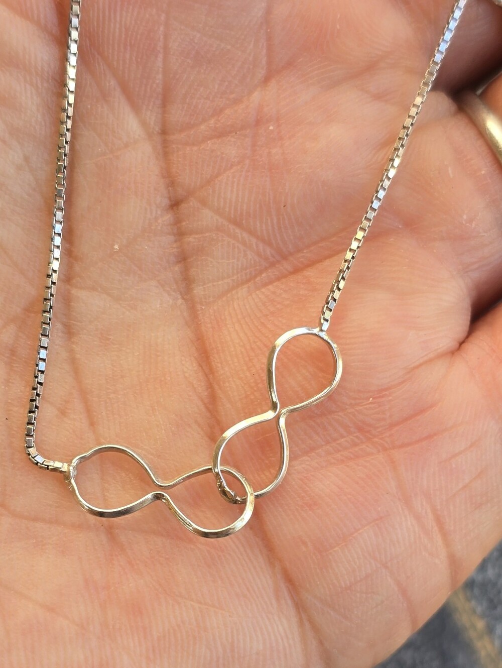 925 ITALY sterling silver double infinity symbol box chain bracelet